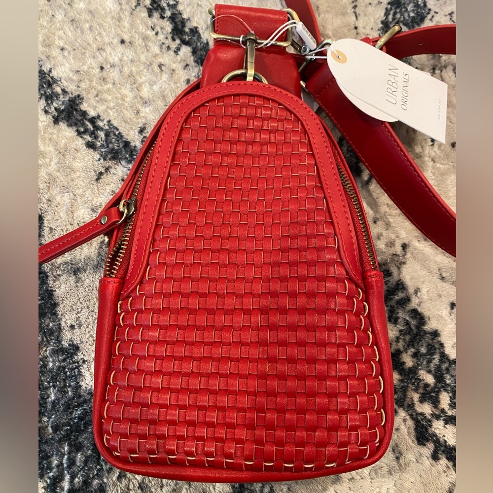 Anthropologie woven liberty sling bag